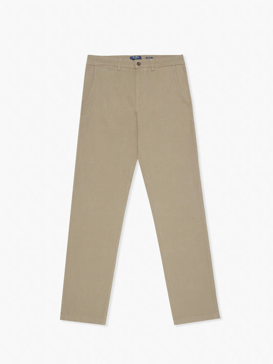 CALÇAS ALGODÃO REGULAR FIT BEGES LISAS MR. BLUE