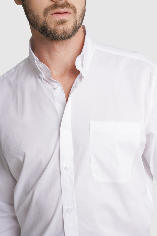 CAMISA POPELINE REGULAR FIT BRANCA LISA MR. BLUE