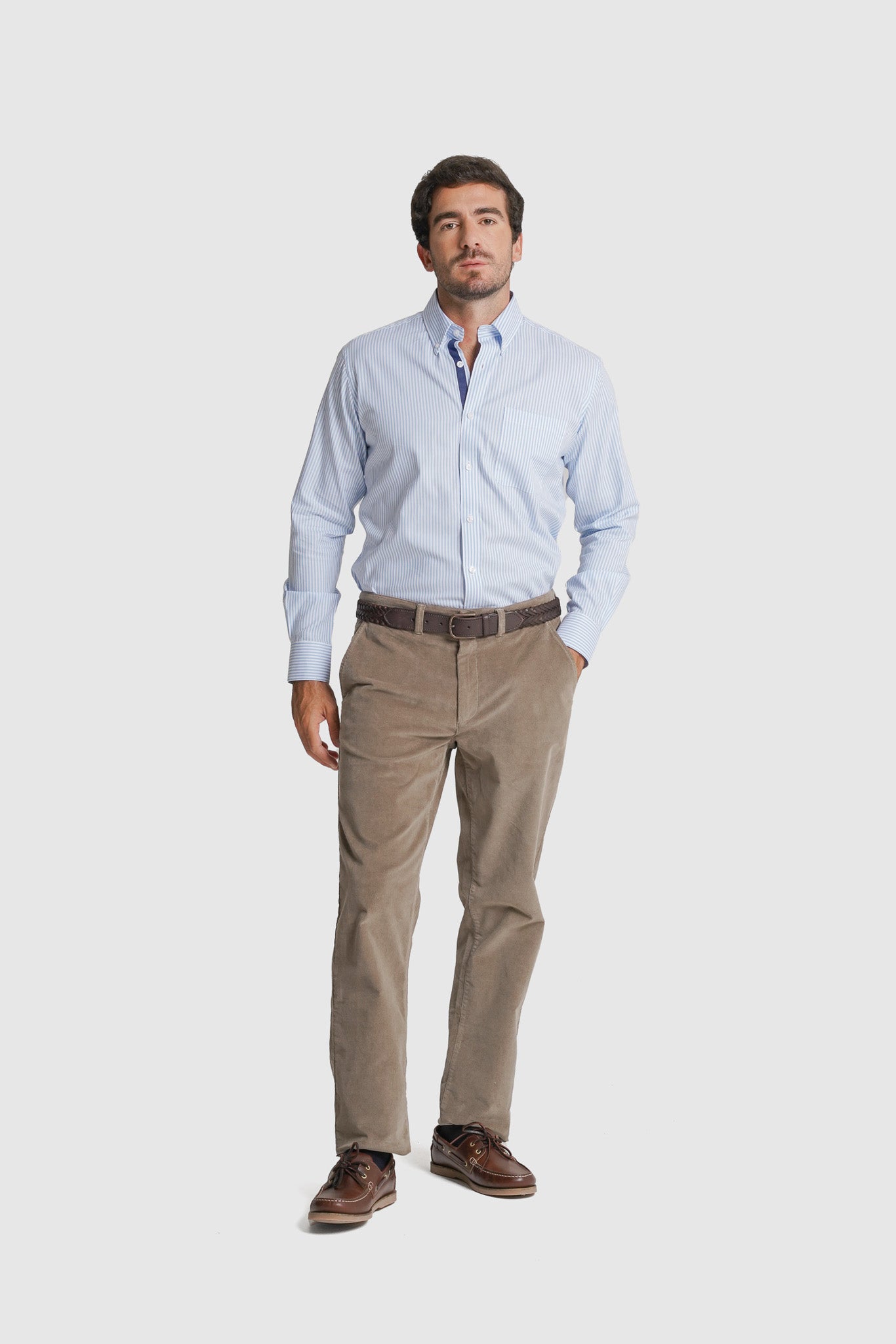 CAMISA TWILL REGULAR FIT AZUL ÀS RISCAS MR. BLUE