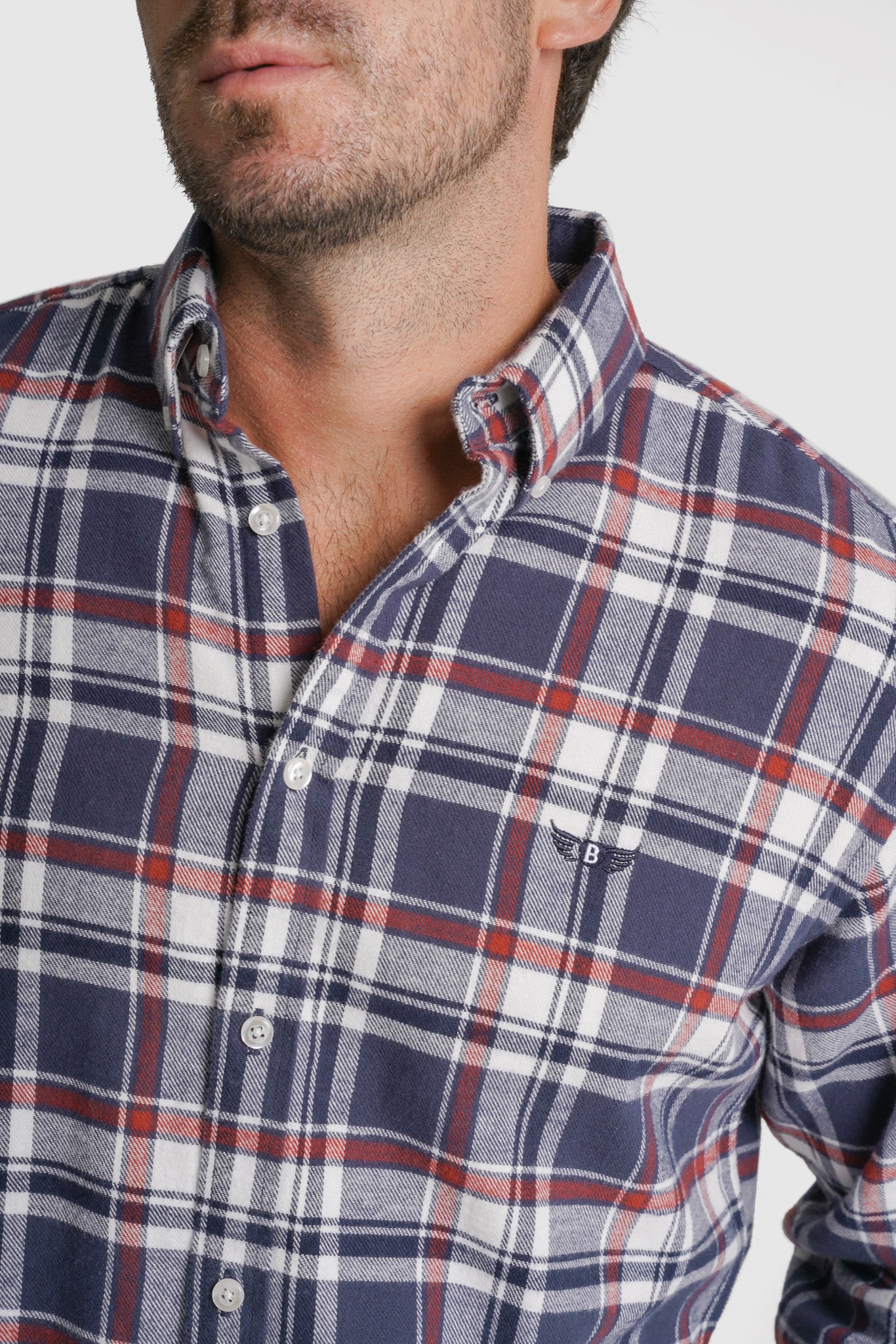 CAMISA FLANELA REGULAR FIT VERMELHA AO QUADRADO MR. BLUE