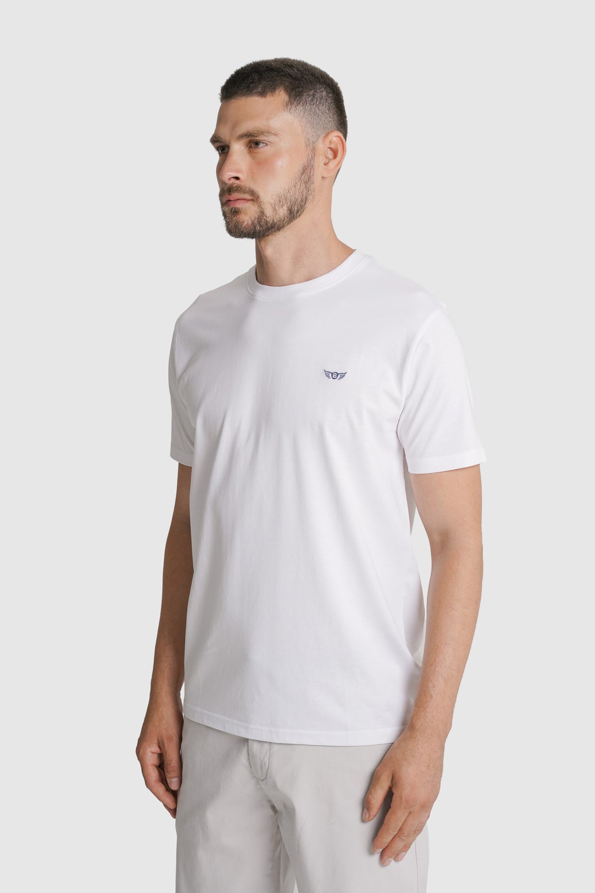 T-SHIRT ALGODÃO BRANCA LISA MR. BLUE