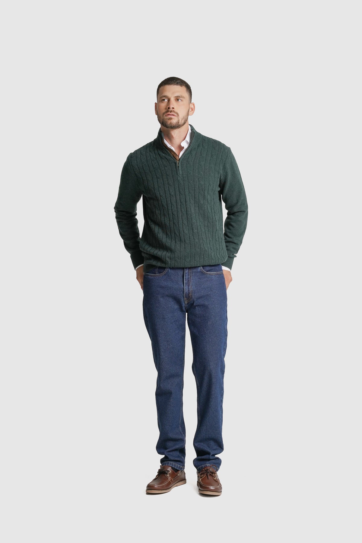 PULLOVER LÃ REGULAR FIT VERDE LISO MR. BLUE