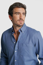 CAMISA ESTRUTURADA REGULAR FIT AZUL LISA MR. BLUE