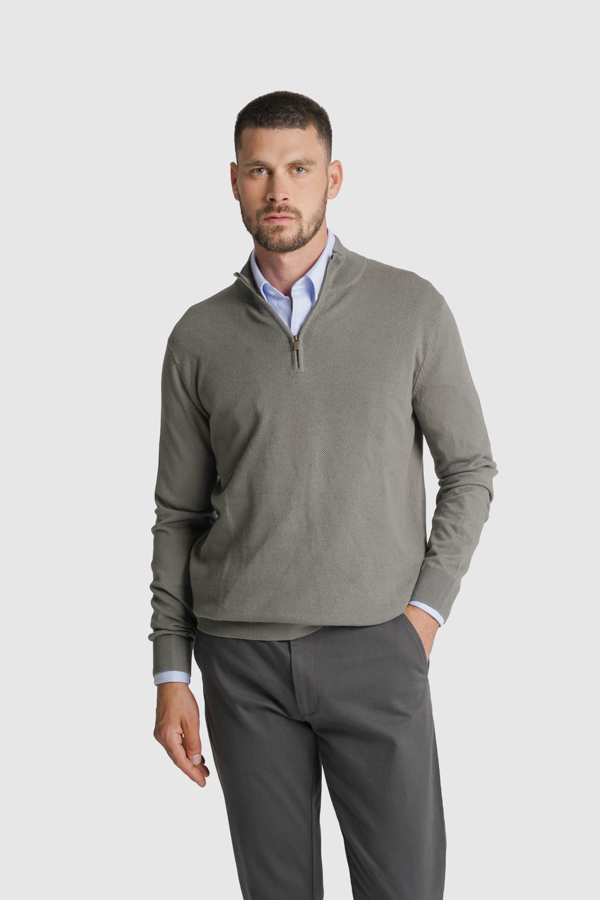 PULLOVER LÃ REGULAR FIT VERDE LISO MR. BLUE