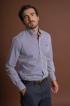 CAMISA ALGODÃO REGULAR FIT AZUL ÀS RISCAS MR. BLUE