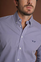 CAMISA ALGODÃO REGULAR FIT AZUL ÀS RISCAS MR. BLUE