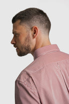 CAMISA ALGODÃO REGULAR FIT VERMELHA ÀS RISCAS MR. BLUE
