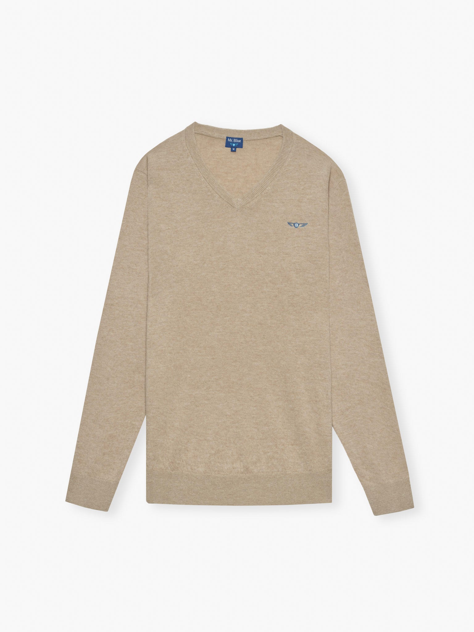 PULLOVER LÃ REGULAR FIT BEGE LISO MR. BLUE