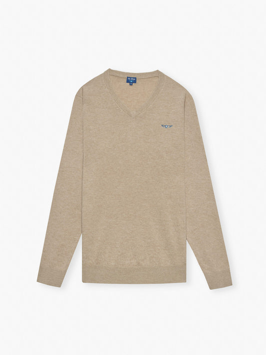 PULLOVER LÃ REGULAR FIT BEGE LISO MR. BLUE