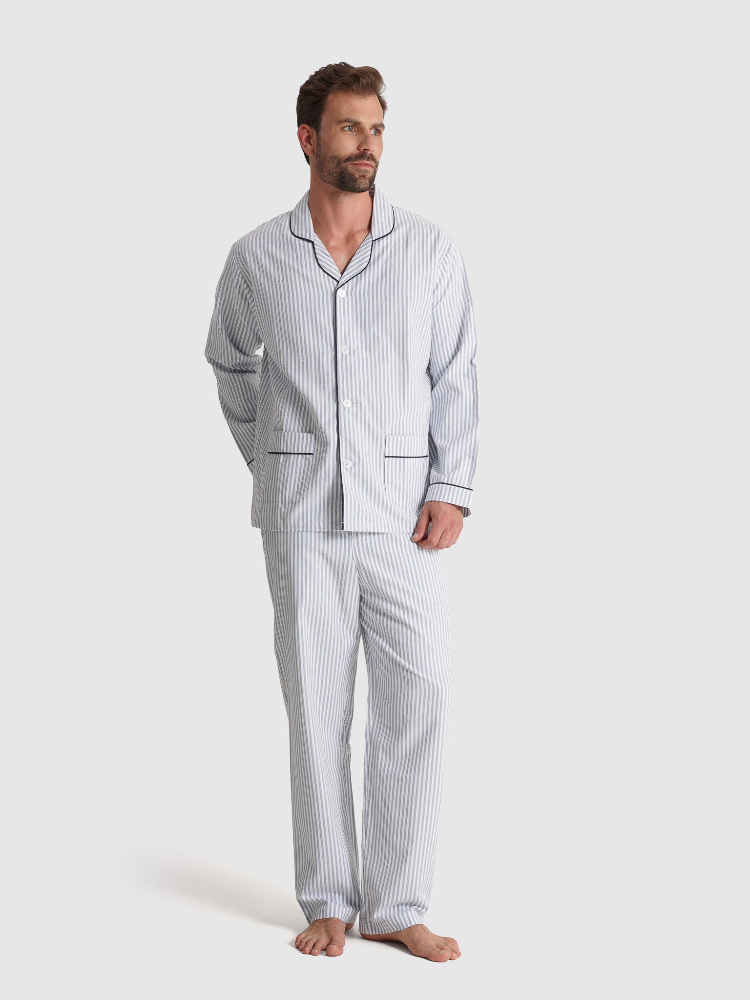 PIJAMA ALGODÃO CLASSIC FIT AZUL ÀS RISCAS MR. BLUE