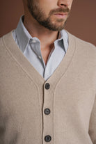 CARDIGAN LÃ REGULAR FIT BEGE LISO MR. BLUE