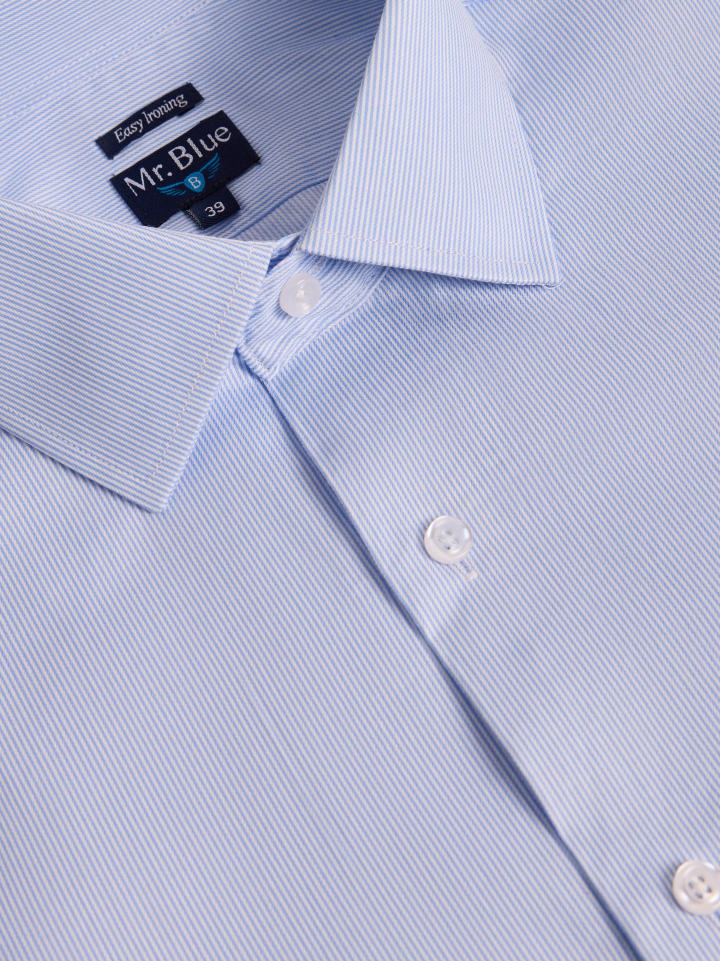 CAMISA ALGODÃO CLASSIC FIT AZUL ÀS RISCAS MR. BLUE
