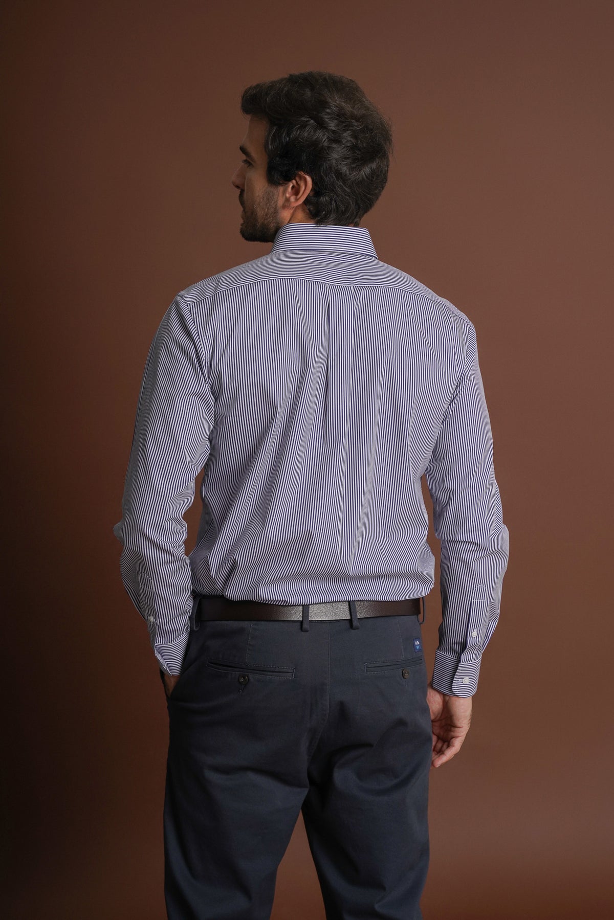 CAMISA ALGODÃO REGULAR FIT AZUL ÀS RISCAS MR. BLUE