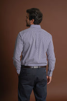 CAMISA ALGODÃO REGULAR FIT AZUL ÀS RISCAS MR. BLUE