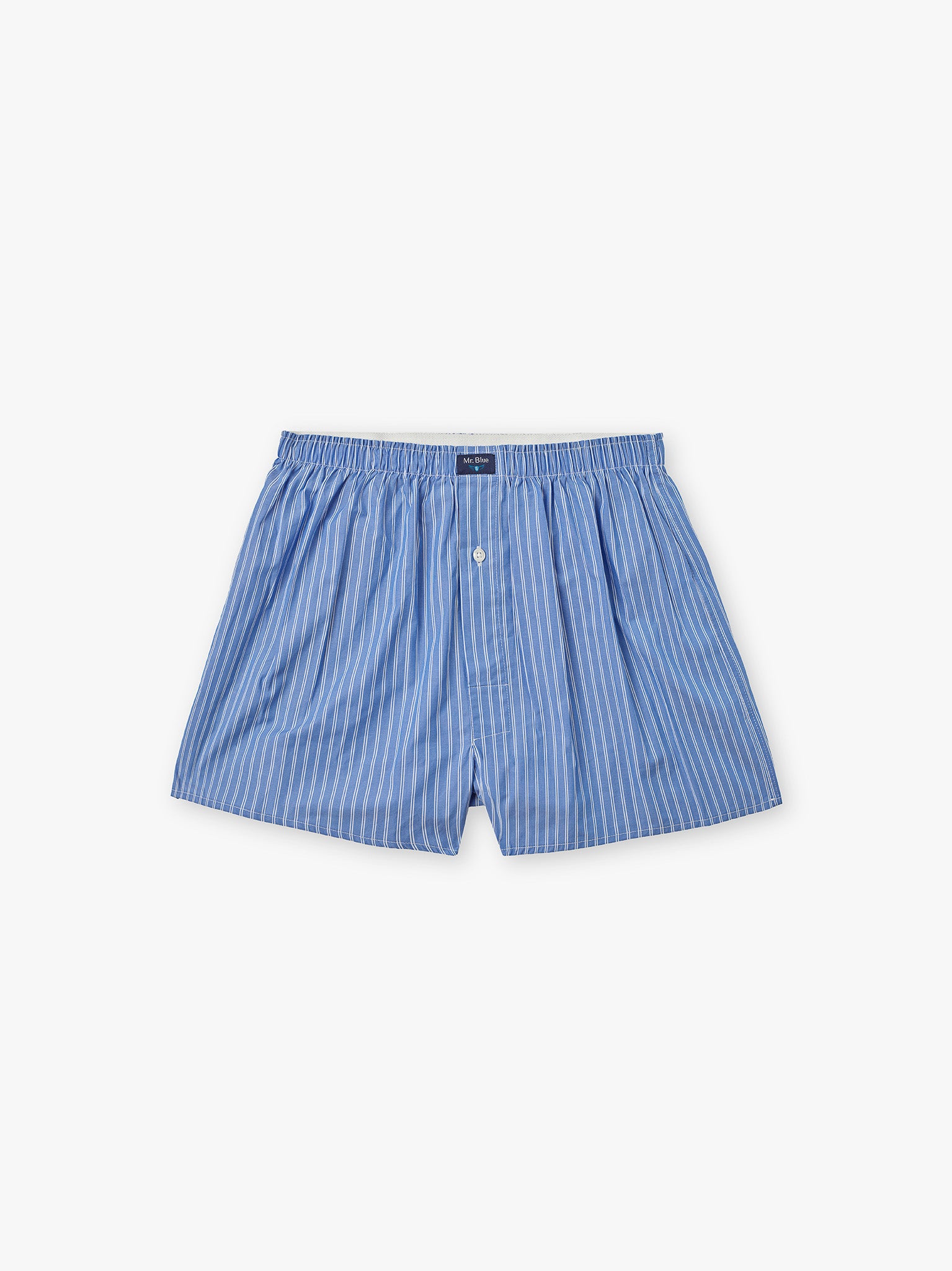 BOXERS ALGODÃO CLASSIC FIT AZUIS ÀS RISCAS MR. BLUE