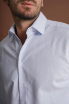 CAMISA PIQUET REGULAR FIT AZUL ÀS RISCAS MARK BELLUCCI