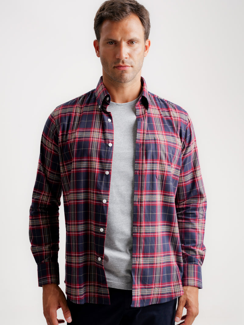 Regular Fit Blue Flannel Shirt