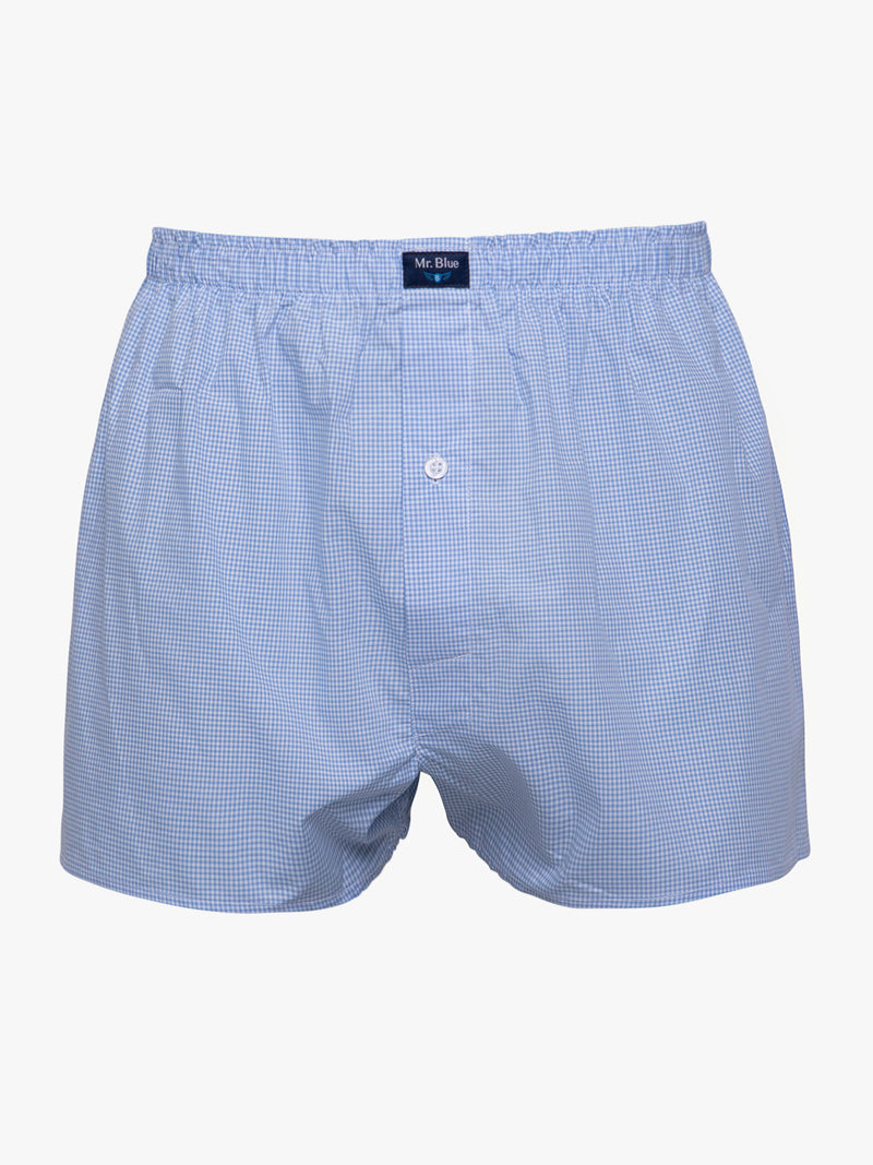 Boxers clássicos quadrados azul e branco