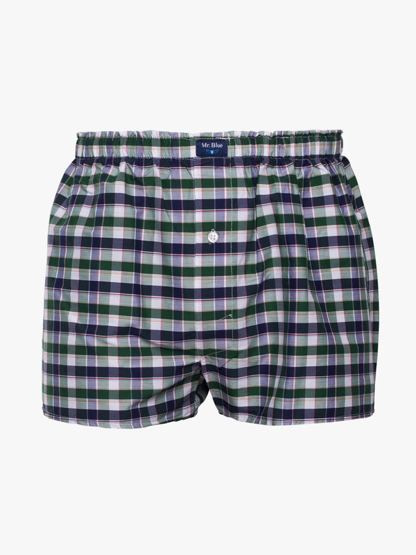 Boxers clássicos quadrados verde e branco