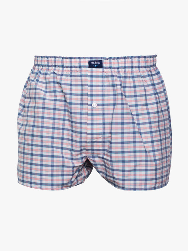 Classic blue, red and white square boxers