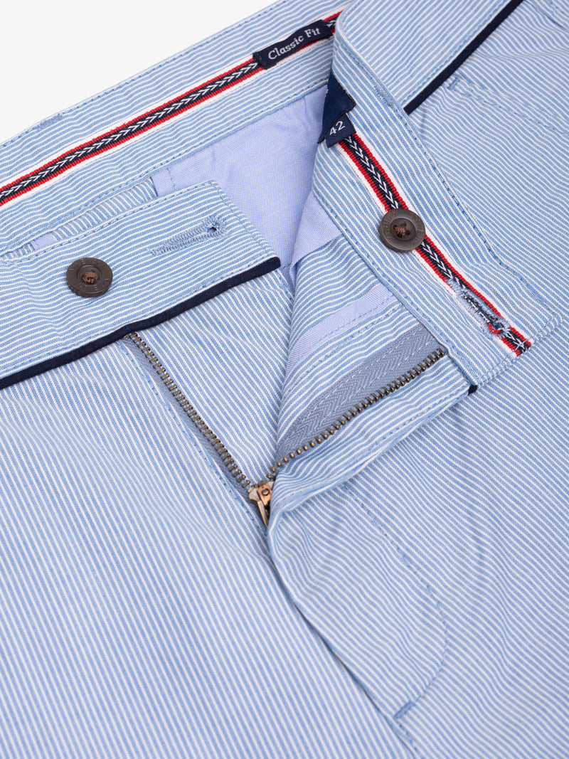 Pantalones chinos a rayas de algodón azul y blanco