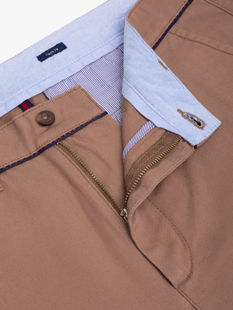 Camel structured Chino shorts in classic fit cotton
