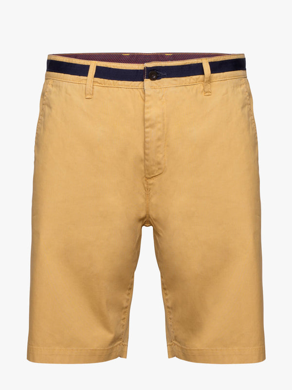 Twill Garment Dye Plain Yellow Bermuda Shorts