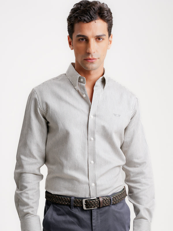 Grey Twill Regular Fit Shirt