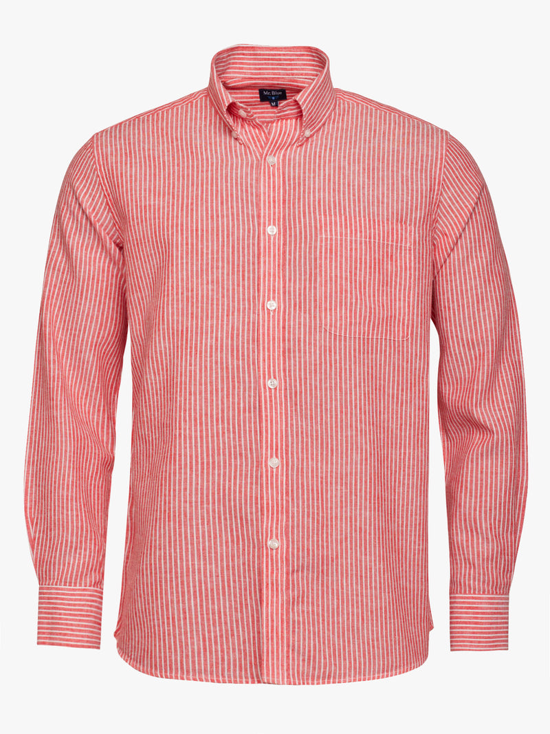 Red Regular Fit Linen Shirt