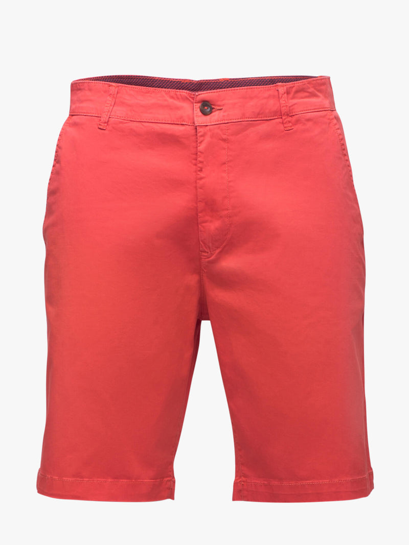 Twill Garment Dye Plain Red Bermuda Shorts