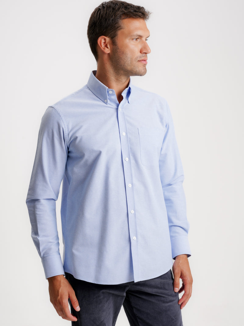 Camisa Regular Fit Oxford Azul