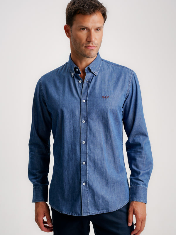 Regular Fit Denim Shirt Blue