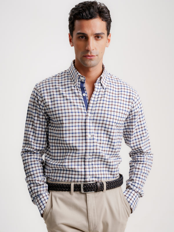 Camisa Regular Fit Sarga Marrón