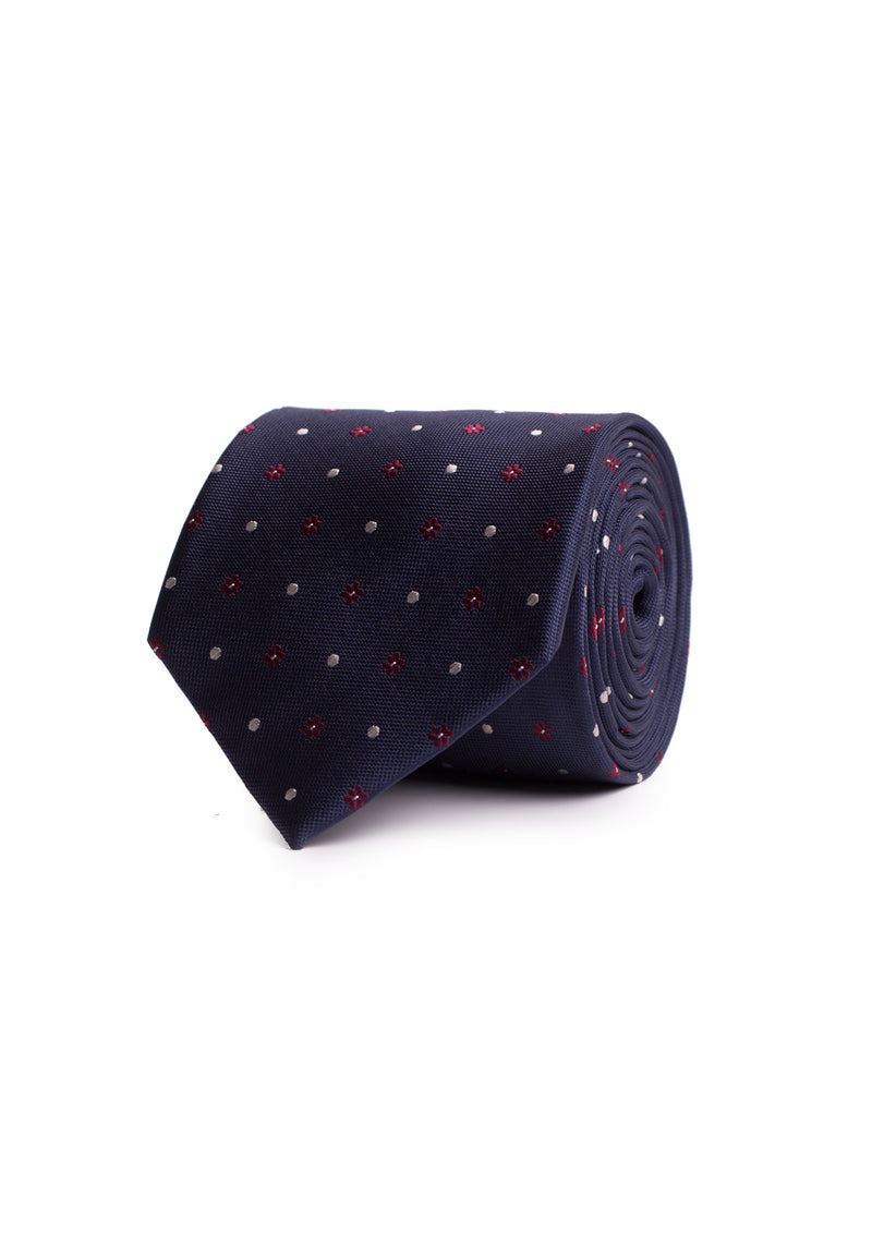 Red and dark blue thick stripes tie