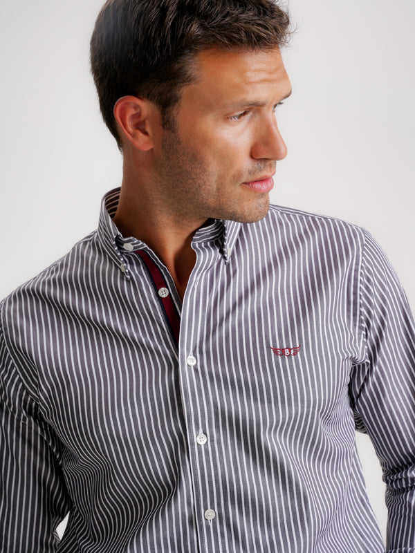 Camisa Regular Fit Oxford Gris