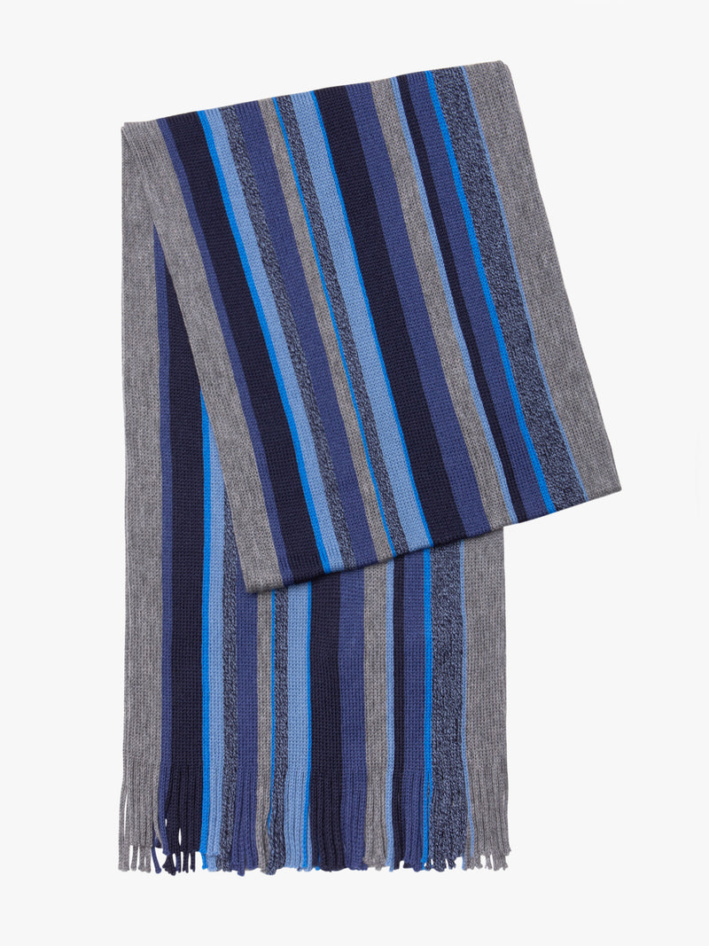 Scarf Wool Thick Blue Stripes