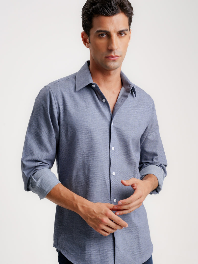 Slim Fit Shirt Dobby Blue