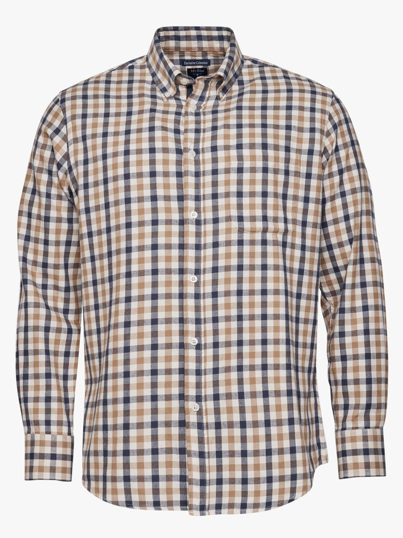 Camisa Regular Fit Flanela Bege