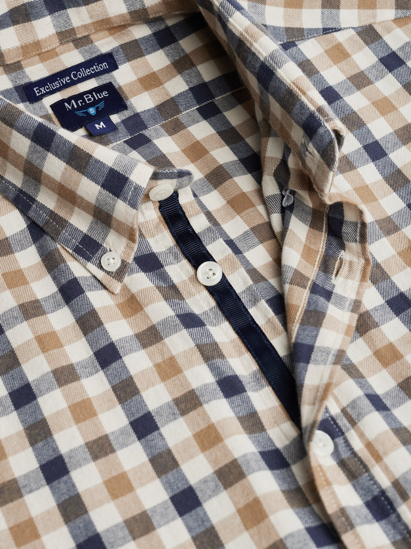 Camisa de franela beige regular fit