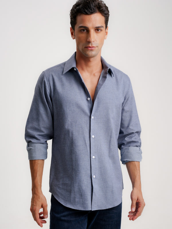 Slim Fit Shirt Dobby Blue