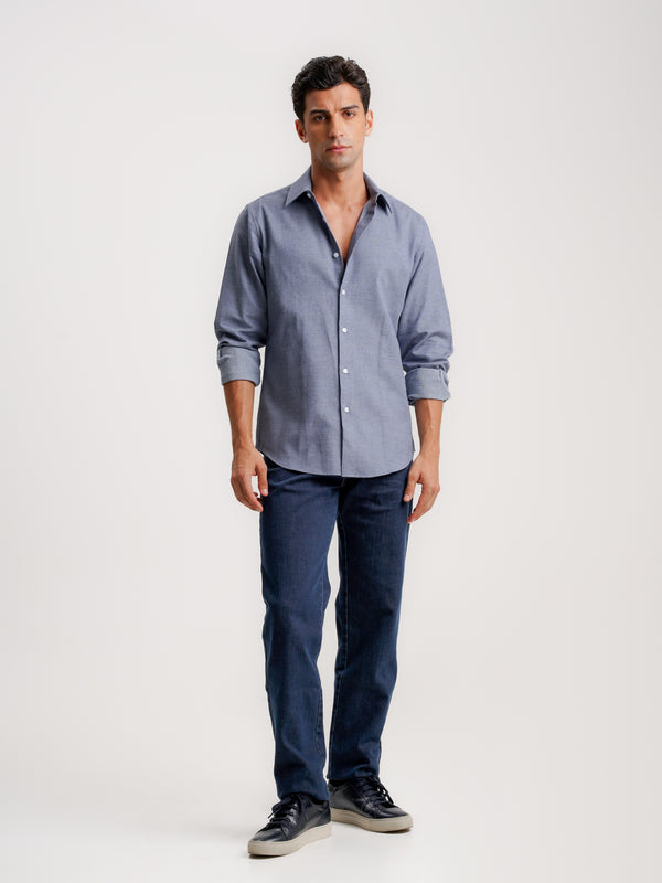 Slim Fit Shirt Dobby Blue