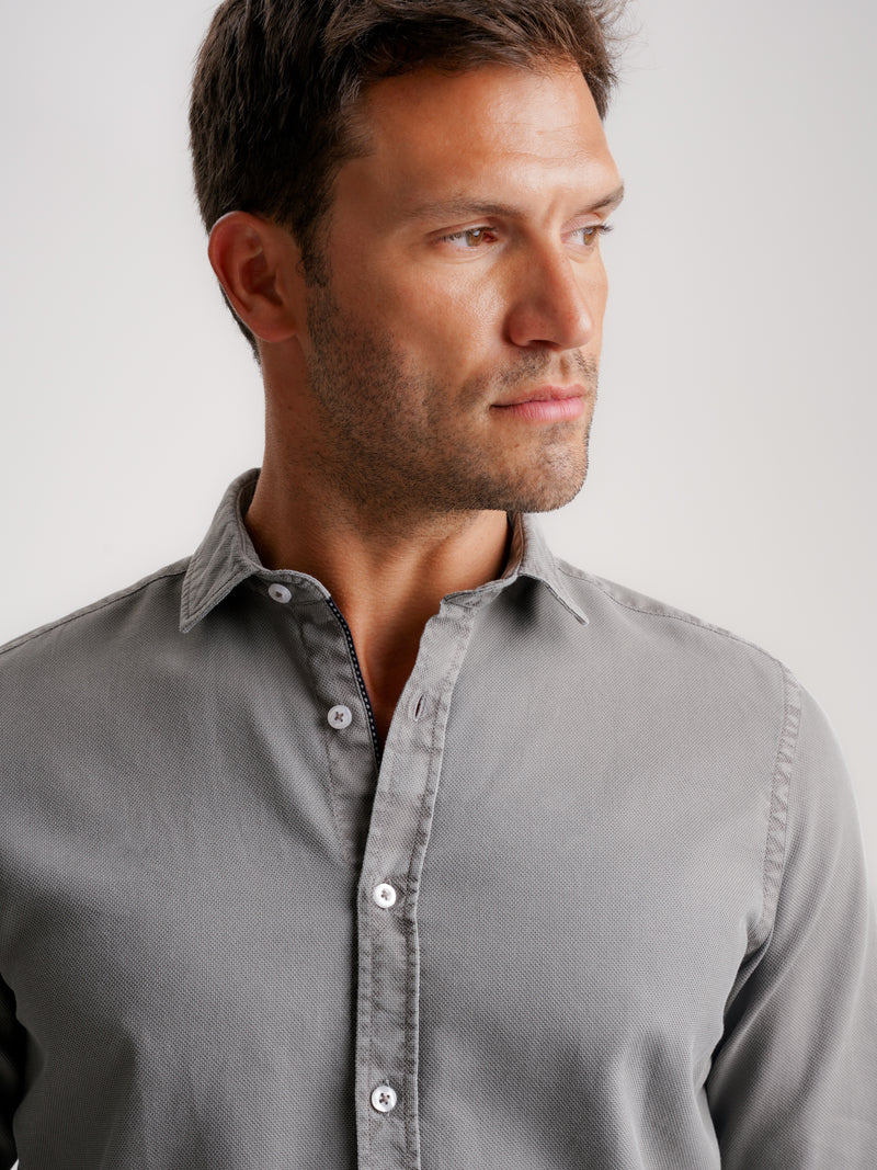 Camisa Tailored Fit Estructurada Gris