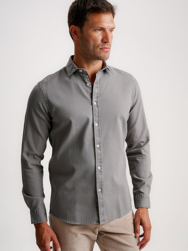 Camisa Tailored Fit Estructurada Gris