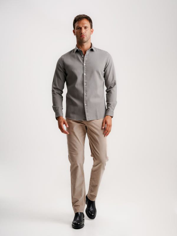 Camisa Tailored Fit Estructurada Gris