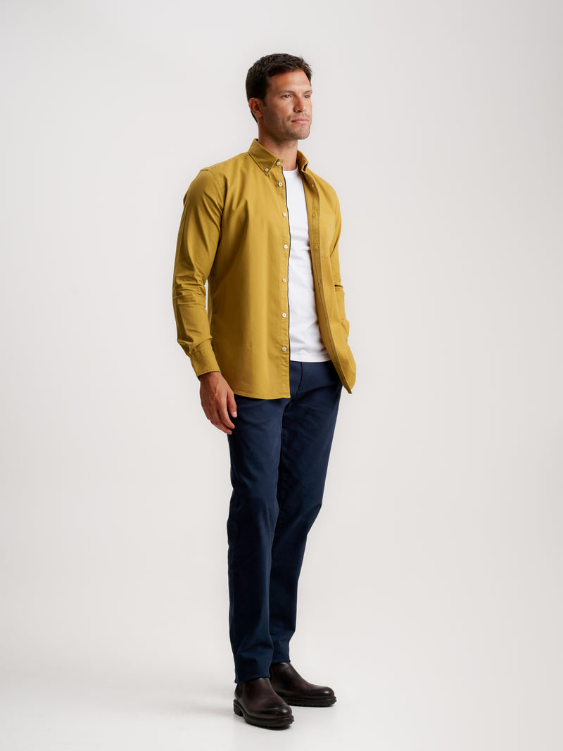 Regular Fit Structured Yellow Shirt