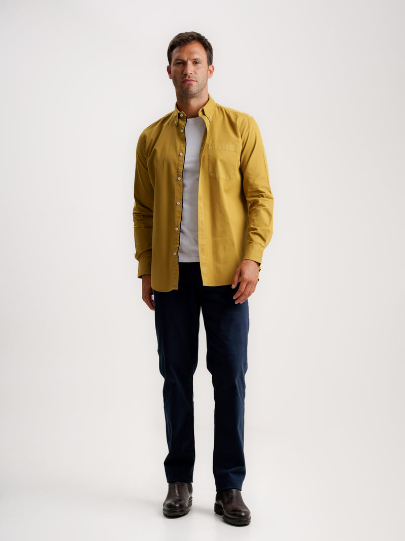 Regular Fit Structured Yellow Shirt