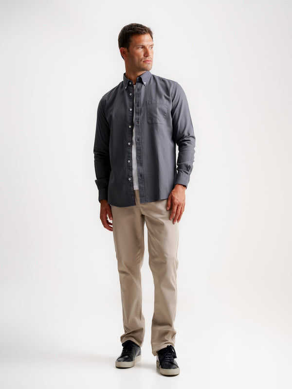 Camisa Regular Fit Estructurada Gris