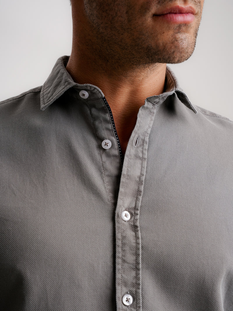 Camisa Tailored Fit Estructurada Gris