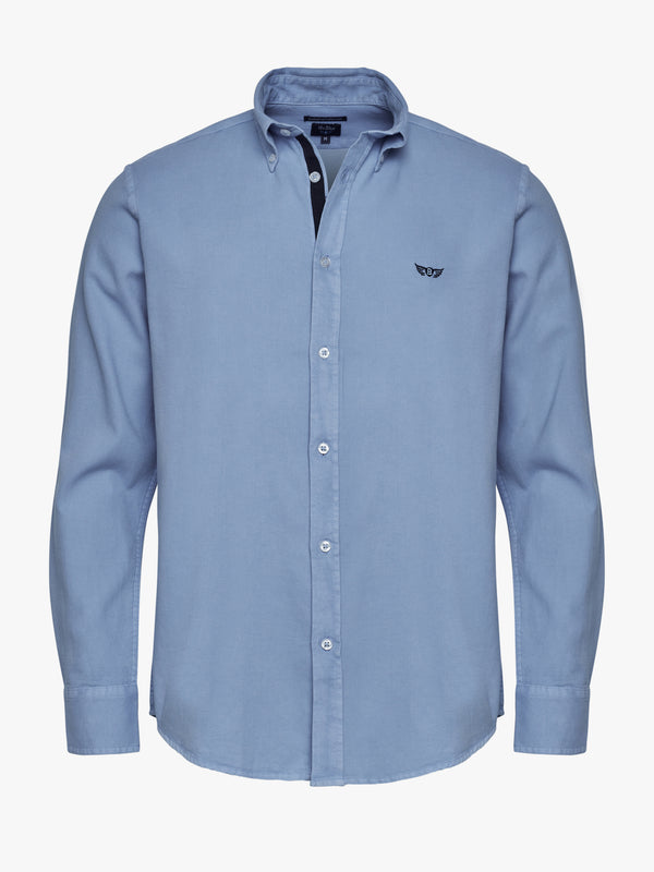 Camisa azul estructurada de corte regular