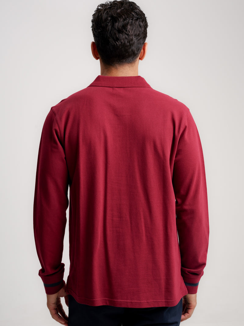 Polo Regular Fit Piquet Bordeaux